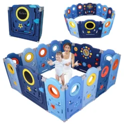 YOLEO Laufgitter Laufstall Baby Absperrgitter Krabbelgitter Schutzgitter Für Kinder Aus Kunststoff Mit Tür Spielzeugboard 14-Paneele Mit Uhr Tafel 31 YOLEO Laufgitter Laufstall Baby Absperrgitter Krabbelgitter Schutzgitter Für Kinder Aus Kunststoff Mit Tür Spielzeugboard 14-Paneele Mit Uhr Tafel -Barbie Store 01ea7613f7e5b1467d554c87076086b7