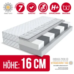 Matratze 80x160 Cm PAULO Höhe Ca. 16 Cm H3 Kaltschaum HR-Schaum Kindermatratze