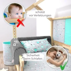 Bettkantenschutz Für Kinderbetten 70 Cm - Schutz Für Bettrahmen Kantenschutz Kinder Babybett Grau Minky -Barbie Store 02e5f7afb8ef28faf8703920cc145f33