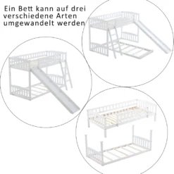 Merax Etagenbetten 90x200cm/90x200cm Hochbett Für 2 Kinder, Doppel Stockbett Teilbar Zu 2 Einzelbetten, Kinderbett Mit Rutsche Und Lattenrost, Weiß 19 Merax Etagenbetten 90x200cm/90x200cm Hochbett Für 2 Kinder, Doppel Stockbett Teilbar Zu 2 Einzelbetten, Kinderbett Mit Rutsche Und Lattenrost, Weiß -Barbie Store 037f55e98ffbda278f7adf17ec91506e