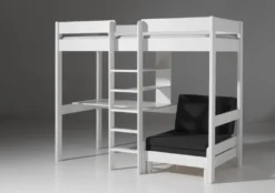 Vipack Hochbett Pino Mit Schreibplatte Und Sesselbett - Kiefer Massiv Weiß Lackiert, Maße: 208 Cm X 175 Cm X 206 Cm; PIOLZB14 -Barbie Store 0435deb87f32f8eb168682e0cda7764b