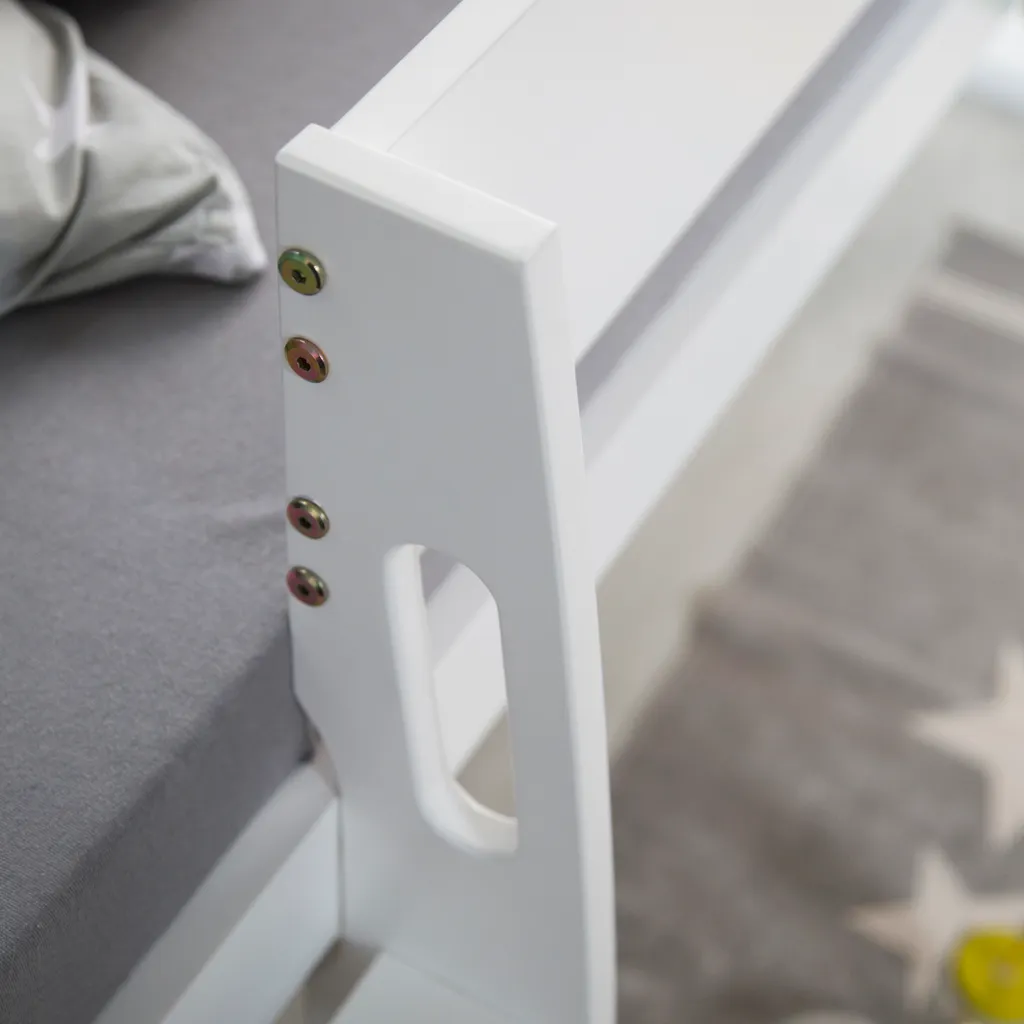 Homestyle4u 1845, Hochbett Spielbett Kinderbett Leiter 90x200 Massiv Jugendbett Weiß Grau 7 Homestyle4u 1845, Hochbett Spielbett Kinderbett Leiter 90x200 Massiv Jugendbett Weiß Grau – Bild 5