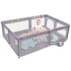 Dripex Laufstall Baby Laufgitter Absperrgitter Mit Atmungsaktivem Netz 150x200cm Schutzgitter Krabbelgitter Für Kinder, Große Sicherheitsspielplatz, Dunkel Grau