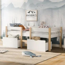 Merax Kinderbett 90x200cm Kinderhaus Hausbett Mit Rausfallschutz, Lattenrost & 2 Schubladen In Kiefer, Mädchen Jungen Bett, Weiß -Barbie Store 0891c763de49134bbe36dc21f424ebee