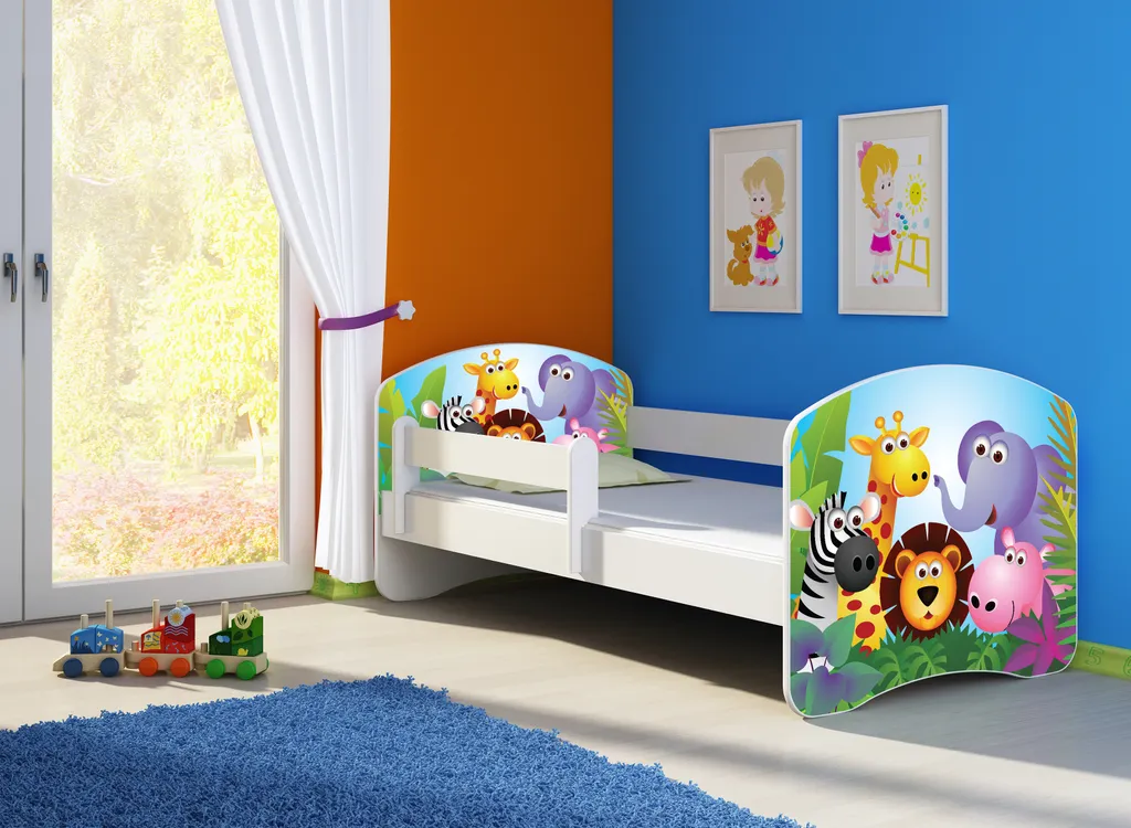 ACMA Jugendbett Kinderbett Junior-Bett Komplett-Set Mit Matratze Lattenrost Und Rausfallschutz Weiß 01 Zoo 140x70 4 ACMA Jugendbett Kinderbett Junior-Bett Komplett-Set Mit Matratze Lattenrost Und Rausfallschutz Weiß 01 Zoo 140x70 – Bild 2