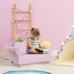 HOMCOM Kindersofa Kindersessel Sofa Couch Kinder Stuhl Kinderzimmer Softsofa Doppelsofa Einzelsofa(Erdbeersofa) -Barbie Store 0b5a300f97fc52ce0fe46fc1d086a664