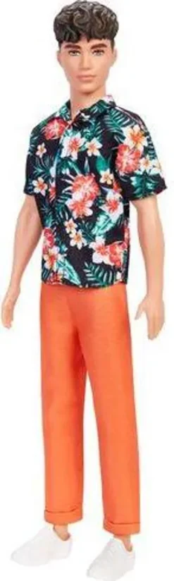 Barbie Ken Fashionistas-Puppe , Kurze Braune Haare, Hawaiihemd Mit Blumenmuster, Orangefarbene, Umgekrempelte Hose, Weiße Schuhe Zum Hineinschlüpfen, Für Kinder Von 3 Bis 8 Jahren -Barbie Store 0b999b8b0c306ac0b667c0caec024793
