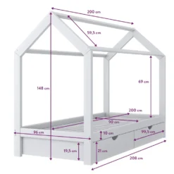 VitaliSpa Kinderbett Hausbett Weiß 90x200 Cm Schubladen Bett Holz Kinderhaus -Barbie Store 0f8f96a97b25b710b6d717b3bbbc9f97