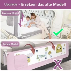 Zehnhase Bettgitter Bettschutzgitter Kinderbettgitter Babybettgitter 200 Cm, Grau, 1 Seite -Barbie Store 12df56ed35fa16203846e92fd7858127