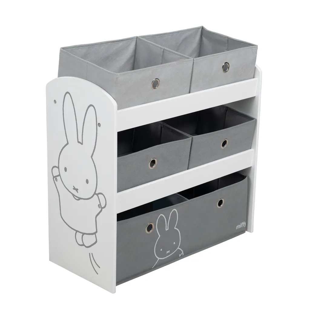 Roba Spielregal „Miffy“, Spielzeugregal Mit 5 Stoffboxen, Aufbewahrungsregal, Für Jungen Und Mädchen 5 Roba Spielregal „Miffy“, Spielzeugregal Mit 5 Stoffboxen, Aufbewahrungsregal, Für Jungen Und Mädchen – Bild 3