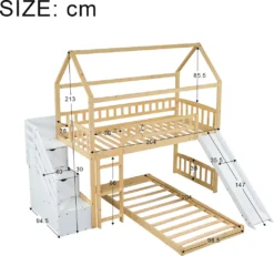 Merax Etagenbett 90x200cm Kinderbett Mit Rutsche, Treppe Mit Stauraum, Fallschutz Und Handlauf, Hausbett Aus Massivholz In Natur Und Weiß, 2 Einzelbetten Stockbett Für Kinderzimmer -Barbie Store 146a6cf90274d41ae00665c9ca2969c9