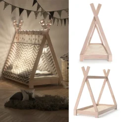 VitaliSpa Kinderbett Tipi Natur 140 X 137 X 70 Cm Massivholz