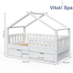 VitaliSpa Kinderbett + Schubladen + Matratze Design Weiß 167,6 X 87,6 X 133,6 Cm Massivholz -Barbie Store 15007098a87acb1cd3f32ed6e95a769b