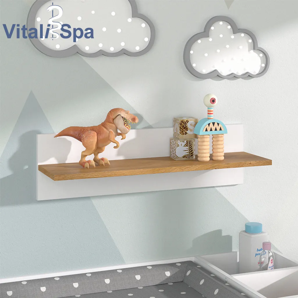 VitaliSpa Wandregal Hängeregal Ablageregal Malia Weiß Eiche Modern 70x20 Cm Kinderzimmer Regal Babyzimmerregal Kindermöbel Babymöbel Ablage Aufbewahrung 7 VitaliSpa Wandregal Hängeregal Ablageregal Malia Weiß Eiche Modern 70x20 Cm Kinderzimmer Regal Babyzimmerregal Kindermöbel Babymöbel Ablage Aufbewahrung – Bild 5