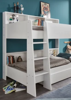 Relita Etagenbett SWAY Mit 2 X Liegeflächen 90x200 Cm, Inkl. Bodenplatte Und Regalen, Ausführung Spanplatte WeißNachbildung -Barbie Store 16527cc1dc3e573ed5a9b4f78fc0d899