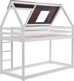 Merax Etagenbett Mit Rechtwinkliger Leiter Und Fallschutz, Dach Und Zäune, Kinderbett 90x200cm Stockbett Hausbett Aus Kiefer, Weiß Und Braun -Barbie Store 1ac2d22bc6bed01ab5821b09efc8e4de