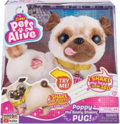 ZURU Spielwaren Pets Alive - Poppy Der Popo Wackelnde Mops Funktionsplüsch Actionfiguren