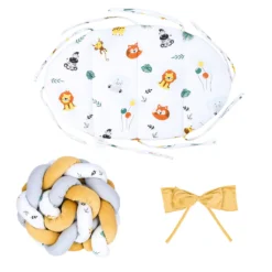 Babynest Neugeborene Nestchen Baby – Velvet Kuschelnest Mit Zopf Kissen Zerlegbares Set Zweiseitig Babynestchen Babybett 75X45, Safari -Barbie Store 1dabd38e8d7694b4d433731c27062c9c