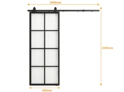 Schiebetür - 205 X 83 Cm - Aluminium & Sicherheitsglas - WILDEN