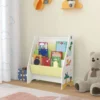 Kinderregal Fisterra Kinder-Bücherregal Freistehend Mit Dinosaurier-Motiv 74 X 62 X 29 Cm Kinderzimmerregal Mit 4 Offenen Ablagefächern Bücher-Organizer Weiß / Grün / Gelb