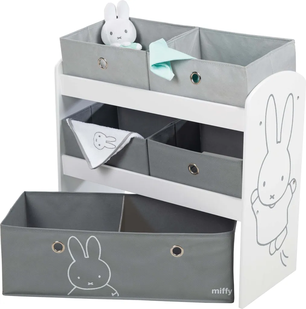 Roba Spielregal „Miffy“, Spielzeugregal Mit 5 Stoffboxen, Aufbewahrungsregal, Für Jungen Und Mädchen 3 Roba Spielregal „Miffy“, Spielzeugregal Mit 5 Stoffboxen, Aufbewahrungsregal, Für Jungen Und Mädchen