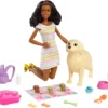 Barbie Puppe (brünett) Mit Hund & Welpen, Set Inkl. Zubehör