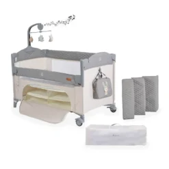 Cangaroo Reisebett Indiana Laufstall Zwei Ebenen Matratze Wickeltasche Räder Grau -Barbie Store 24191e161d84faffdae99c7936056df2