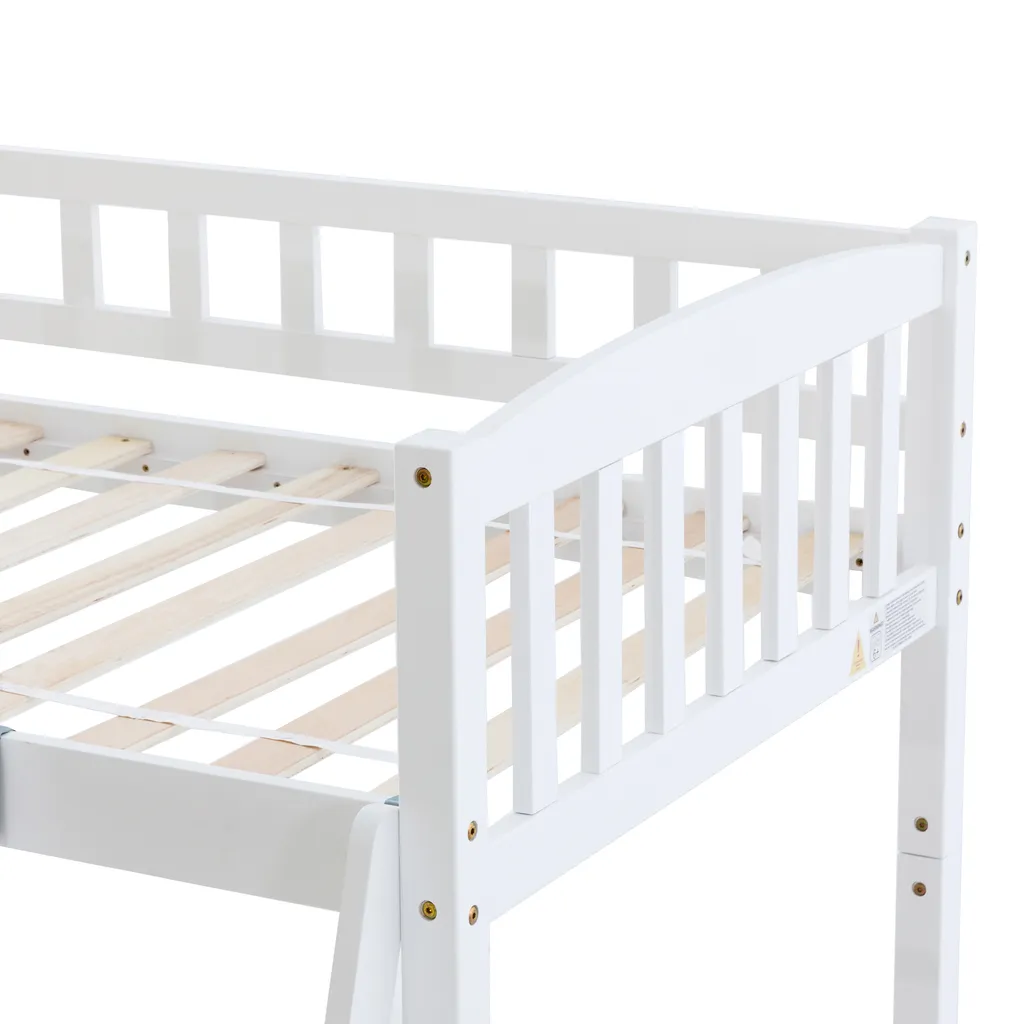 Merax Etagenbetten 90x200cm/90x200cm Hochbett Für 2 Kinder, Doppel Stockbett Teilbar Zu 2 Einzelbetten, Kinderbett Mit Rutsche Und Lattenrost, Weiß 11 Merax Etagenbetten 90x200cm/90x200cm Hochbett Für 2 Kinder, Doppel Stockbett Teilbar Zu 2 Einzelbetten, Kinderbett Mit Rutsche Und Lattenrost, Weiß – Bild 9