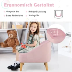 COSTWAY Kindersofa Mit Hocker, Kinderstuhl Mit Flügellehne, Kleines Sofa Für Kleinkinder 3-5 Jahre, Samt-Kindercouch Für Spielzimmer & Kinderzimmer, Kindersessel Mit Ottomane (Rosa) -Barbie Store 2501733a74a74298382261738cac4fcb
