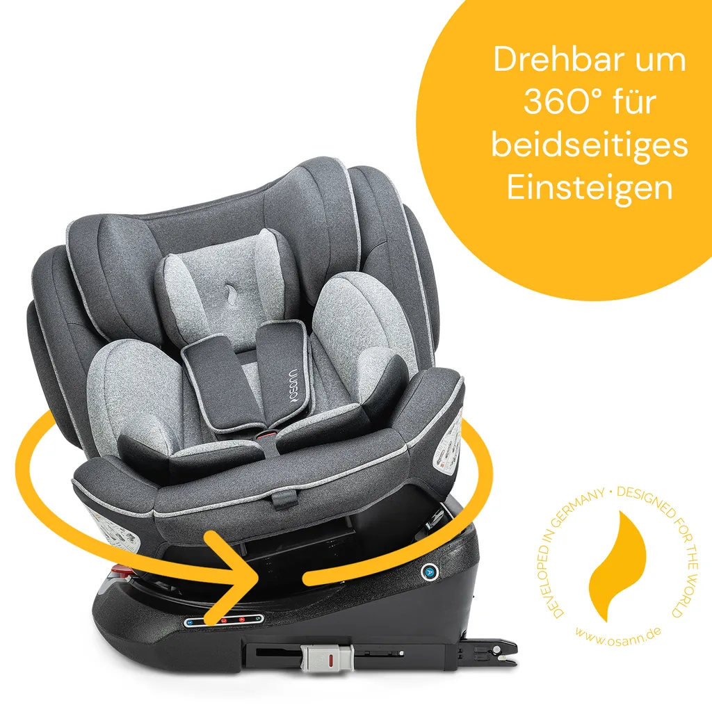 Osann Kindersitz Eno360 Gruppe 0+/1/2/3 (0-36 Kg), Reboarder Dark Grey Melange 5 Osann Kindersitz Eno360 Gruppe 0+/1/2/3 (0-36 Kg), Reboarder Dark Grey Melange – Bild 3