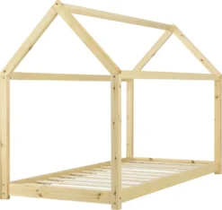 [en.casa] Kinderbett 90x200cm Haus Holz Natur Bettenhaus Hausbett Kinderzimmer Bett Kinder Kiefernholz Holzfarben -Barbie Store 26f25fa0537978d1208cf699edccc8c8