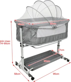 WYCTIN Beistellbett Mit Matratze Babybett Babywiege Reisebett Faltbar Stubenwagen Höhenverstellbar Mit Rollen Moskitonetz -Barbie Store 2c1422f54310903e17cbf542134aa238
