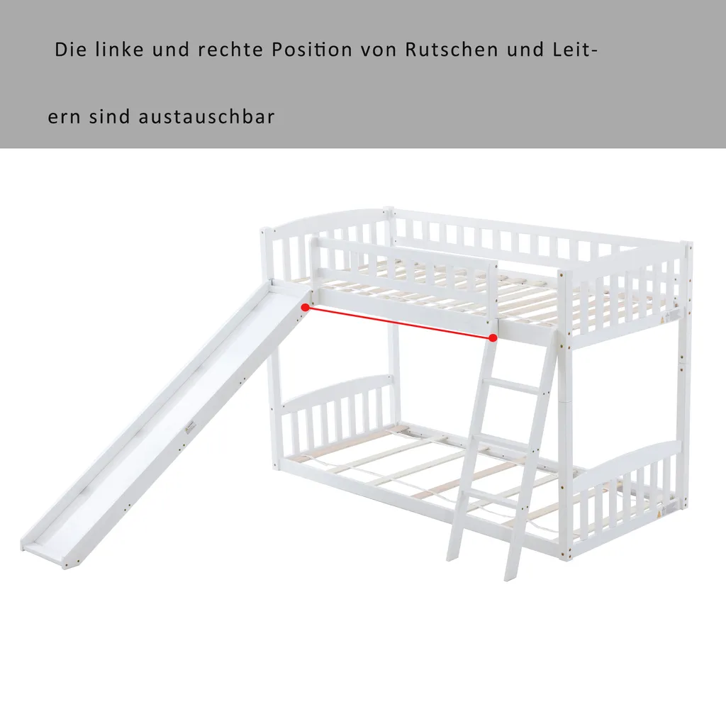 Merax Etagenbetten 90x200cm/90x200cm Hochbett Für 2 Kinder, Doppel Stockbett Teilbar Zu 2 Einzelbetten, Kinderbett Mit Rutsche Und Lattenrost, Weiß 7 Merax Etagenbetten 90x200cm/90x200cm Hochbett Für 2 Kinder, Doppel Stockbett Teilbar Zu 2 Einzelbetten, Kinderbett Mit Rutsche Und Lattenrost, Weiß – Bild 5