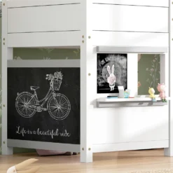 Merax Etagenbett 90x200 Cm Kinderbett Hochbett Mit Zwei Beschreibbaren Tafeln, Klein Ablage Und Leiter, Spielbett Aus Kiefer Für Jungen Und Mädchen, Weiß -Barbie Store 2ceb72f3383d67a404657050cfcfbf4d