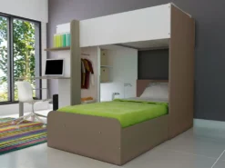 Hochbett 2x 90 X 190 Cm Mit Schreibtisch + Bettboden - Weiß, Naturfarben & Braun - SAMUEL 11 Hochbett 2x 90 X 190 Cm Mit Schreibtisch + Bettboden - Weiß, Naturfarben & Braun - SAMUEL -Barbie Store 2ef2be53e5a611ec04ff7a859e00287b