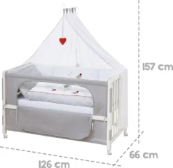 Roba Roombed, Babybett 60x120 Cm 'Adam & Eule', Beistellbett Zum Elternbett, Komplette Ausstattung -Barbie Store 2ef80a00418048f98966086d1b992339