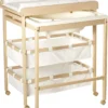 Roba Bade-Wickelkombi Baby Pool, Wickeltisch Ausziehbar Mit Badewanne, Holz Natur, Auflage Weiß