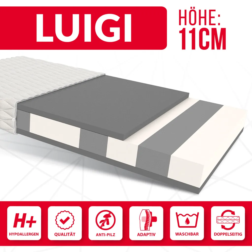 Matratze 80x160 Cm LUIGI Höhe 11 Cm Kaltschaum H3 Kindermatratze 3 Matratze 80x160 Cm LUIGI Höhe 11 Cm Kaltschaum H3 Kindermatratze
