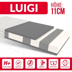 Matratze 90x160 Cm LUIGI Höhe 11 Cm Kaltschaum H3 Kindermatratze