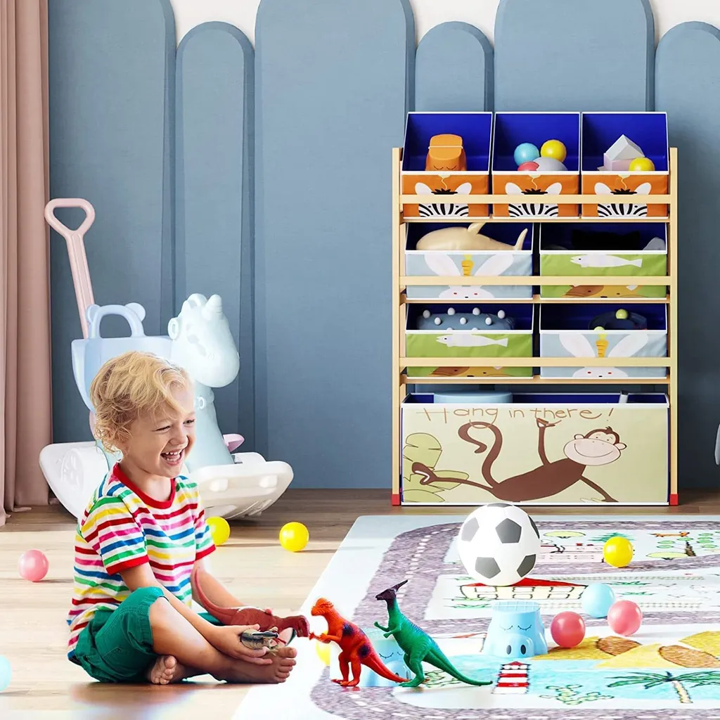 Dripex 64 X 28 X 81 Cm Kinder Regal, Spielzeugregal Mit 8 Boxen Kinderzimmerregal Aufbewahrungsregal Für Kinder Junge 7 Dripex 64 X 28 X 81 Cm Kinder Regal, Spielzeugregal Mit 8 Boxen Kinderzimmerregal Aufbewahrungsregal Für Kinder Junge – Bild 5