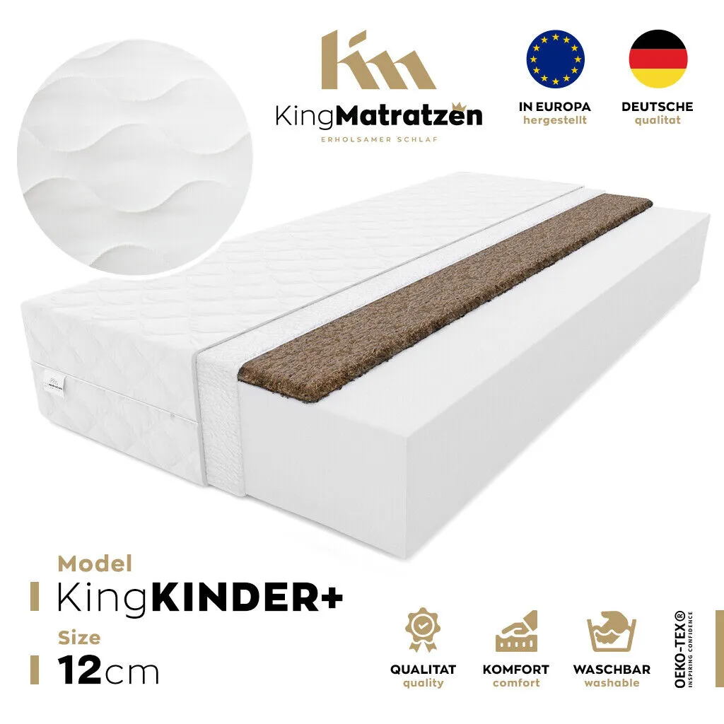 Kindermatratze Babymatratze Babybett Matratze Kokos H3/H4 KingKINDER PLUS 12cm Größe: 70 X 140 X 12 Cm 3 Kindermatratze Babymatratze Babybett Matratze Kokos H3/H4 KingKINDER PLUS 12cm Größe: 70 X 140 X 12 Cm