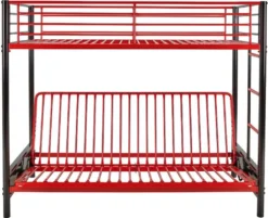 Hochbett Mit Schlafsofa - 90 X 190 Cm - Metall - Rot & Schwarz - MODULO V 9 Hochbett Mit Schlafsofa - 90 X 190 Cm - Metall - Rot & Schwarz - MODULO V -Barbie Store 347960e8e3f3621895663377da99b8f2