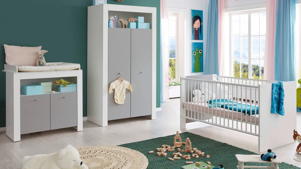 Trendteam Babyzimmer 4-teilige Kombination Pia Weiß Melamin/Lichtgrau Melamin 5 Trendteam Babyzimmer 4-teilige Kombination Pia Weiß Melamin/Lichtgrau Melamin – Bild 3