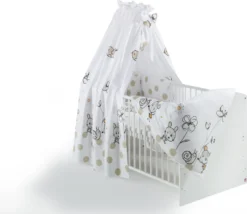 Schardt Kombi-Kinderbett Classic-Line, 70x140 Cm Weiß Lackiert Inkl. Komfort-Matzratze Und Textiler Ausstattung Capucine