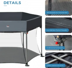 HOMCOM Baby Laufgitter 6 Eckig Zusammenklappbarer Laufstall Absperrgitter Krabbelgitter Reisebett Spielgitter Aktivitätszentrum Für Kinder Schutzgitter Mit Tragetasche Dunkelgrau 134 X 134 X 83 Cm -Barbie Store 36ca90731a602ea6f4e3cf8c2b53d595