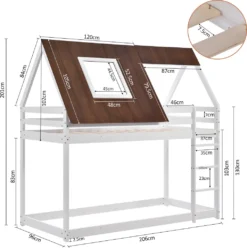 Merax Etagenbett Mit Rechtwinkliger Leiter Und Fallschutz, Dach Und Zäune, Kinderbett 90x200cm Stockbett Hausbett Aus Kiefer, Weiß Und Braun -Barbie Store 3847a64f5ebb20800dd6ff7e0a84d459