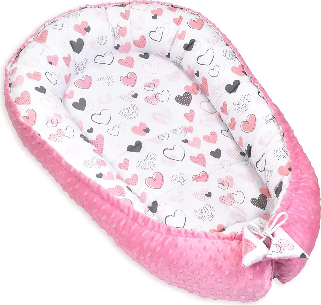 PIMKO Babynest 2seitig Minky Babynestchen Für Baby Kuschelnest Babykokon Für Säuglinge Und Neugeborene Babykissen Für Zuhause 55 X 90 Cm - ROSA Herzen 3 PIMKO Babynest 2seitig Minky Babynestchen Für Baby Kuschelnest Babykokon Für Säuglinge Und Neugeborene Babykissen Für Zuhause 55 X 90 Cm - ROSA Herzen