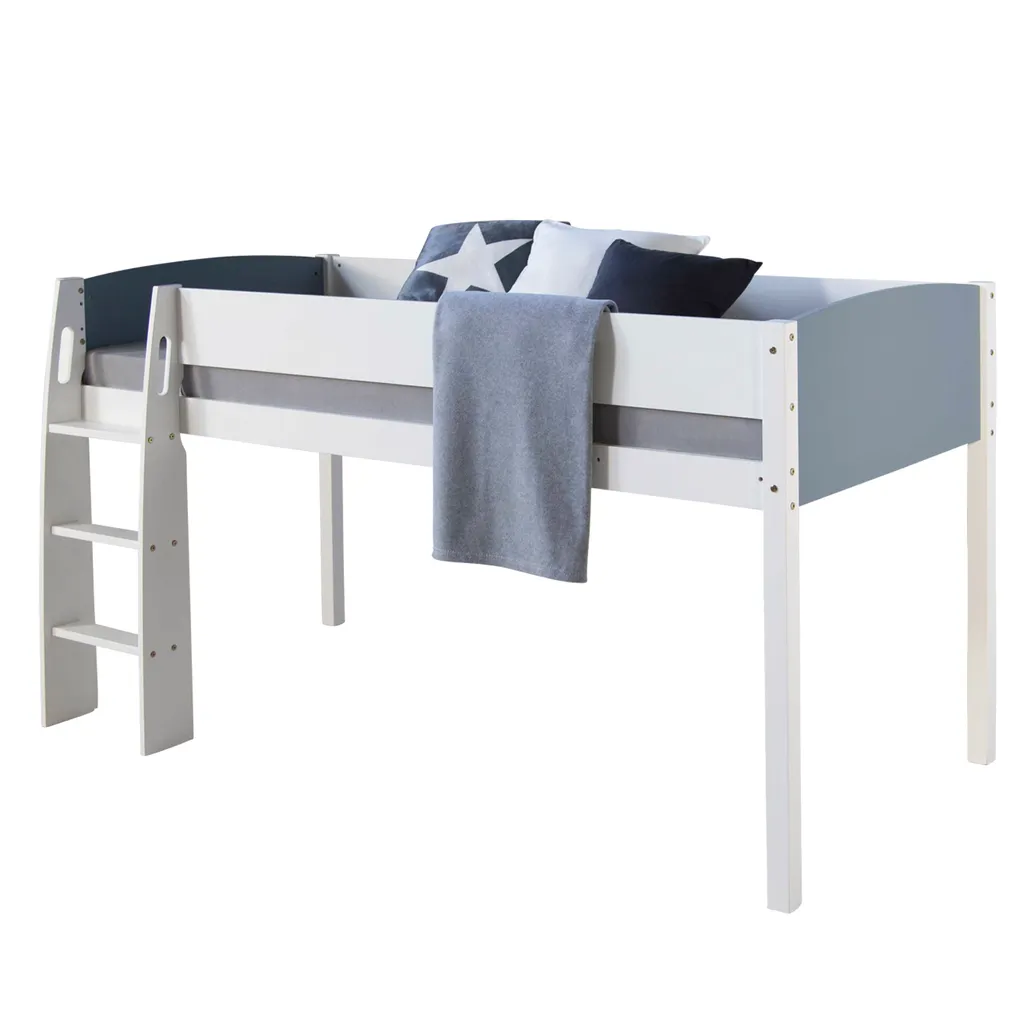 Homestyle4u 1845, Hochbett Spielbett Kinderbett Leiter 90x200 Massiv Jugendbett Weiß Grau 3 Homestyle4u 1845, Hochbett Spielbett Kinderbett Leiter 90x200 Massiv Jugendbett Weiß Grau