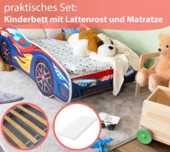 Alcube® Autobett 80x160 Mit LED-Beleuchtung PKW Burning Flame Mit Matratze Und Lattenrost Jugendbett Kinderbett 80x160 Cm - Blau -Barbie Store 3dc103314c2bc067f63214d51bd74252
