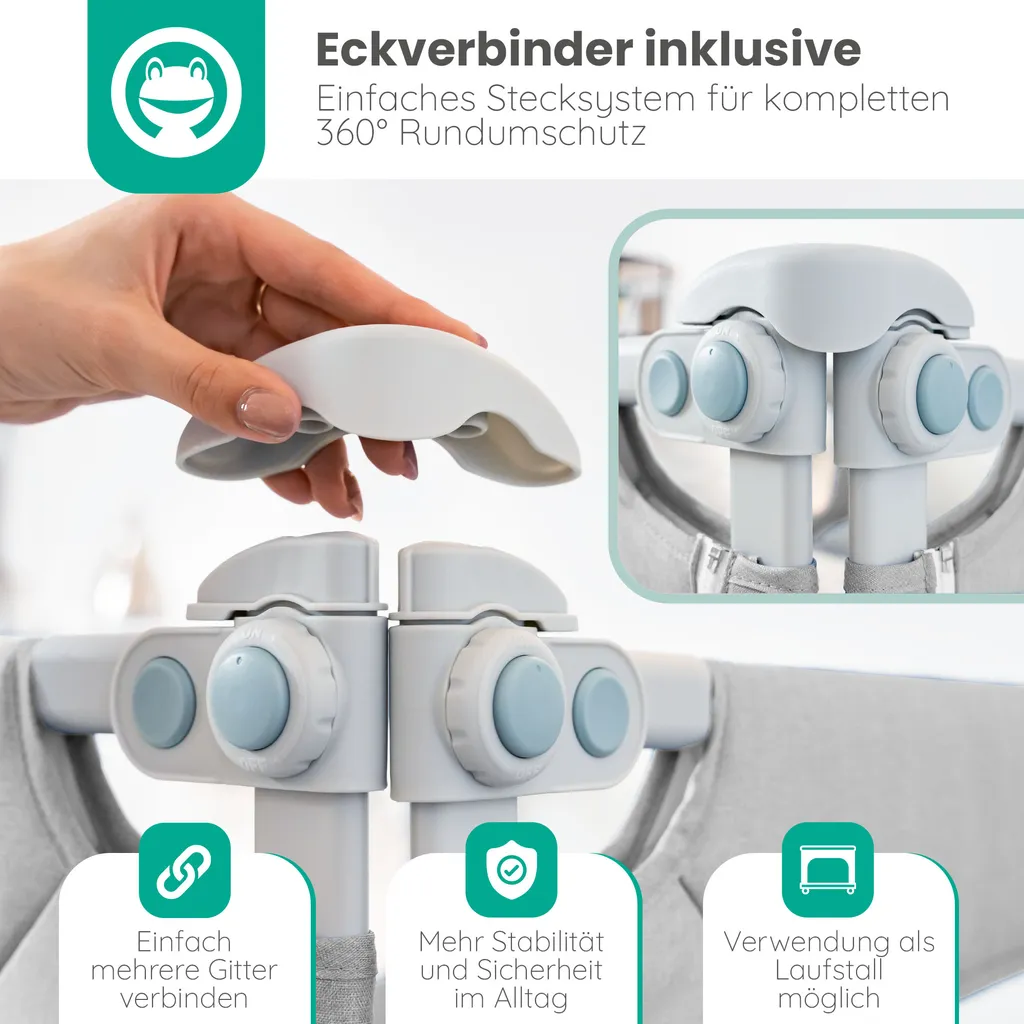 FROGGY Bettgitter 200cm Höhenverstellbar 73-105cm Baby Bettschutzgitter Für Kinder- & Elternbetten Geeignet 11 FROGGY Bettgitter 200cm Höhenverstellbar 73-105cm Baby Bettschutzgitter Für Kinder- & Elternbetten Geeignet – Bild 9